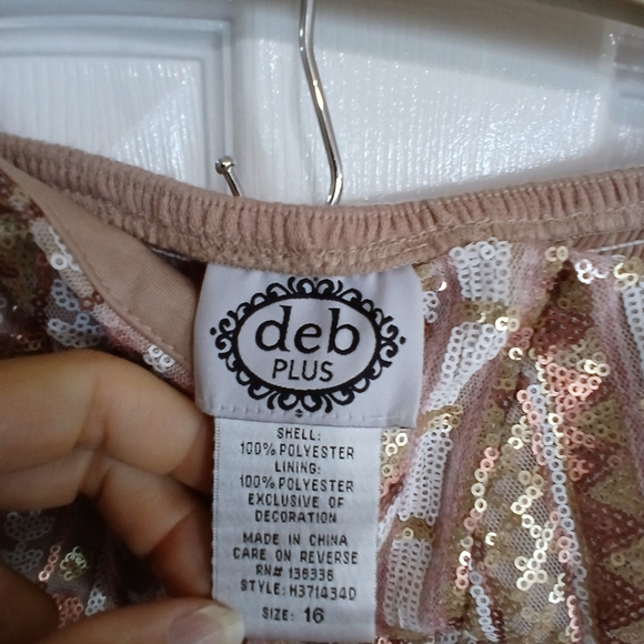 Deb Plus Dress Sequin Asymetrical  Lace Party HOCO Wedding Quince Size 16 - Picture 9 of 11